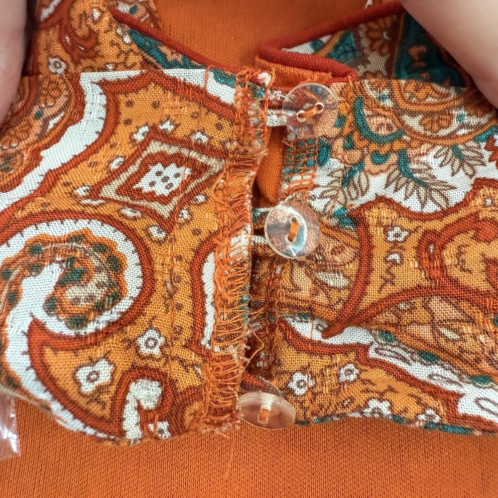 NWT Band of The Free Women's S Adella Orange Paisley Handkerchief Crop Top - Picture 11 of 16